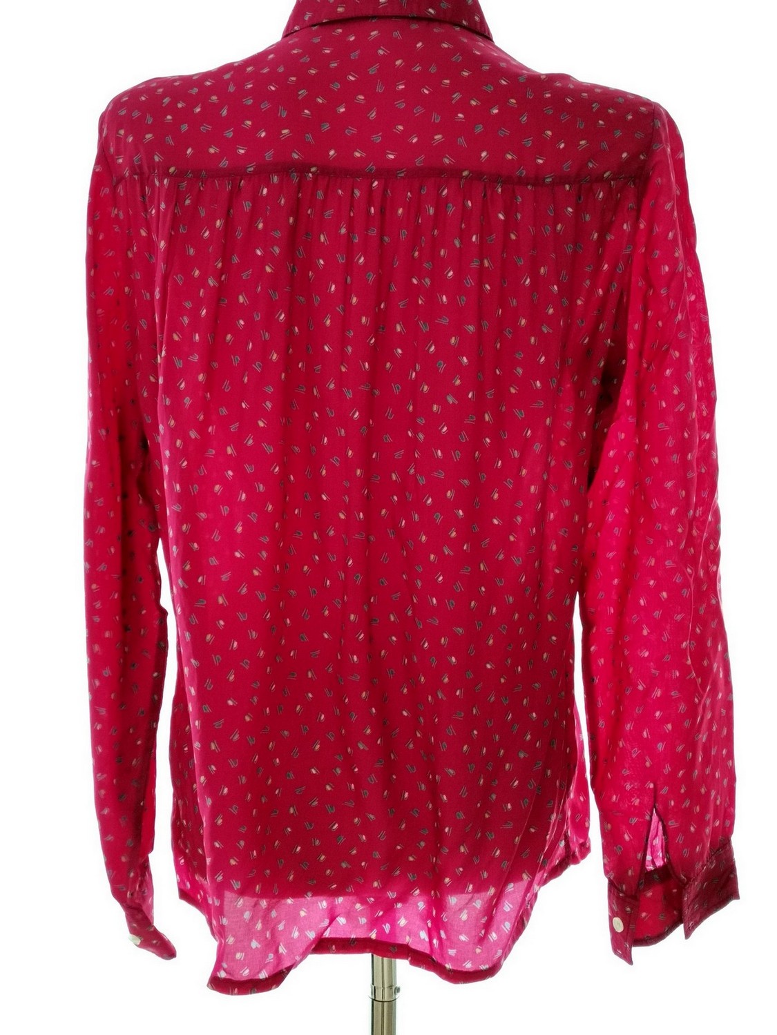 Claude D’Alban Paris Stl 40 Färg Fuchsia Geometrisk Krage Knäppt Skjort Blus Långärmad