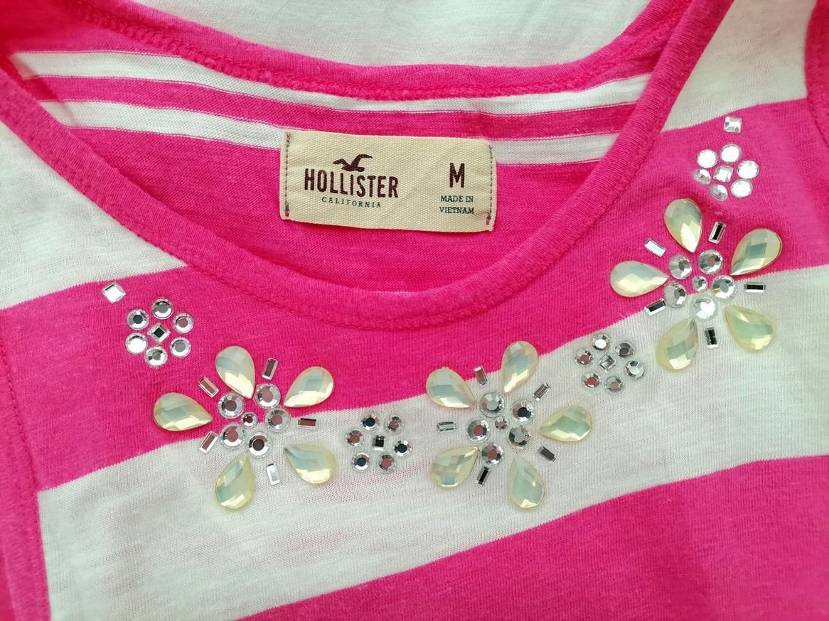 Hollister Stl M Färg Vit Ränder Rund hals Blus Ärmlös Material Bomull