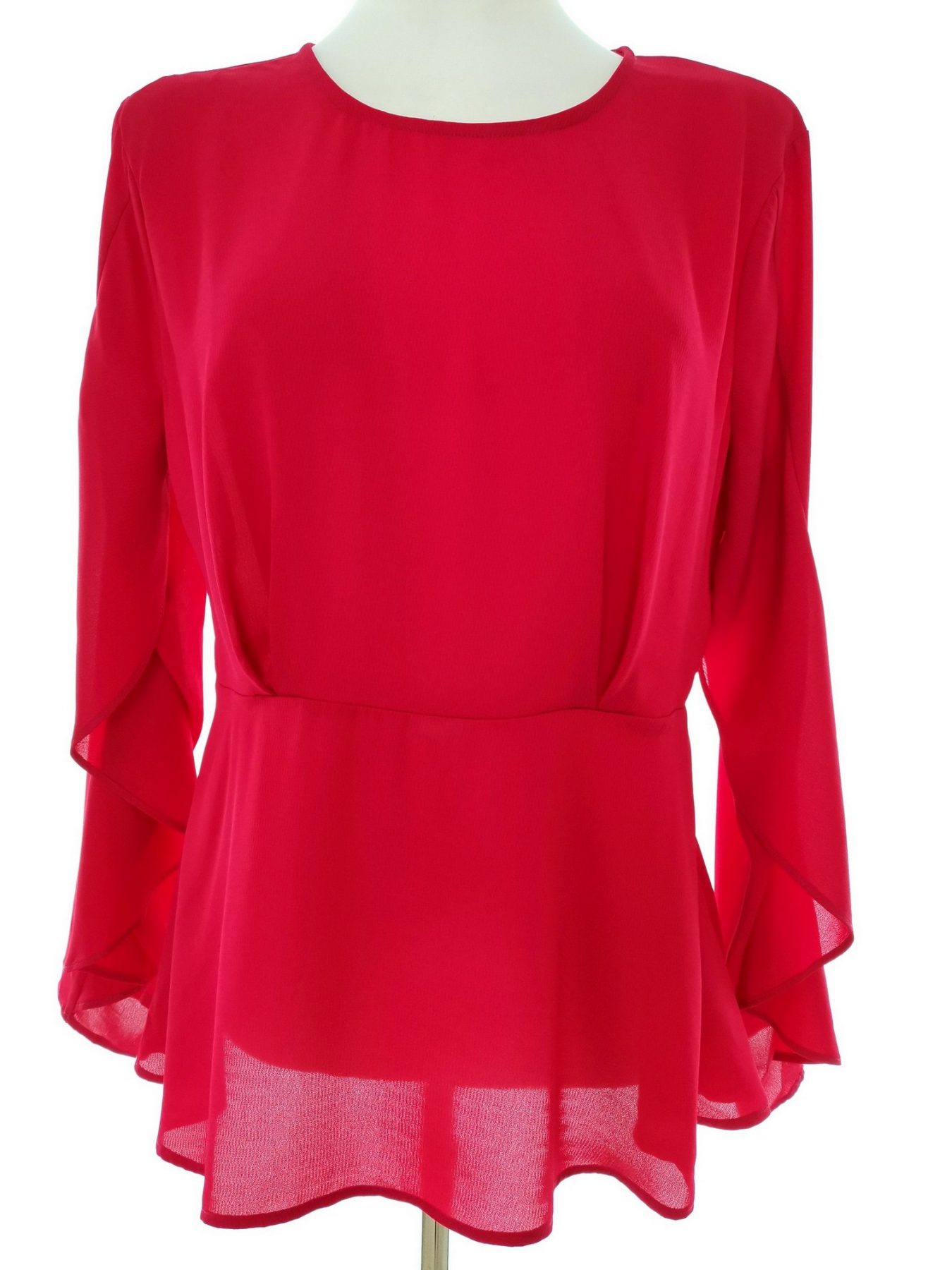 Only Stl 36 Färg Fuchsia Rund urringning Peplum Blus Långärmad