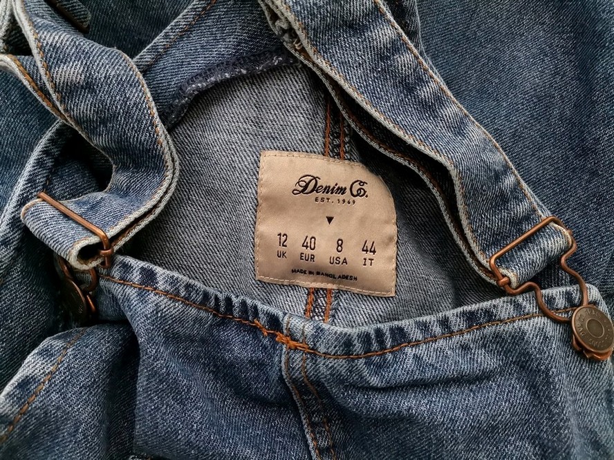 Denim Co. Stl 12 (40) Färg Blå Kvadratisk urringning Raka Klänningen Ärmlös Knälängd Material Bomull