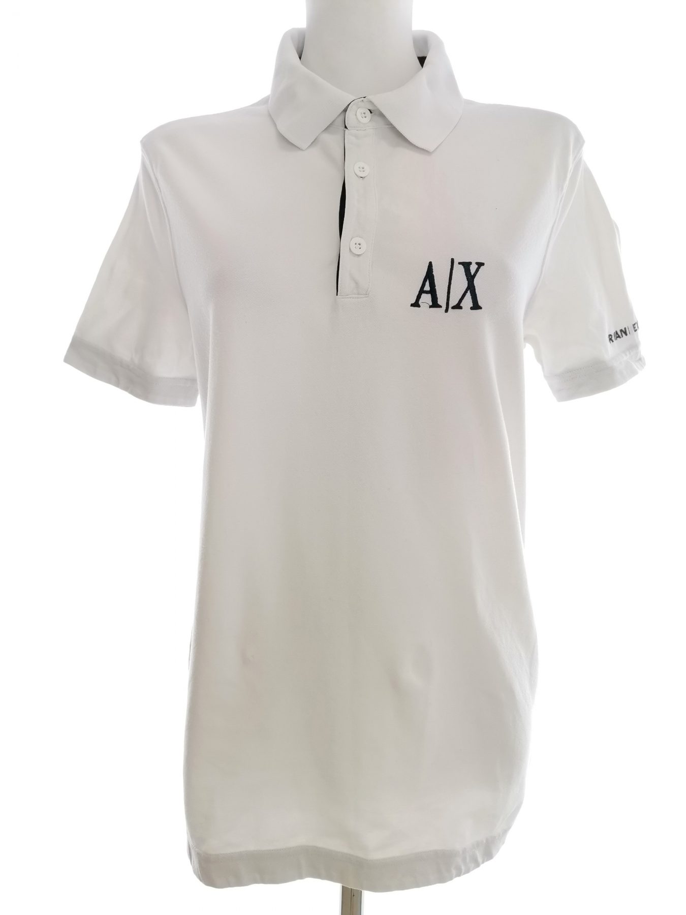 AX Armani Exchange Stl S Färg Vit Krage Pikétröja Kortärmad Material Bomull