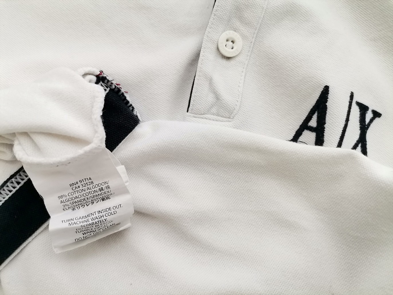 AX Armani Exchange Stl S Färg Vit Krage Pikétröja Kortärmad Material Bomull