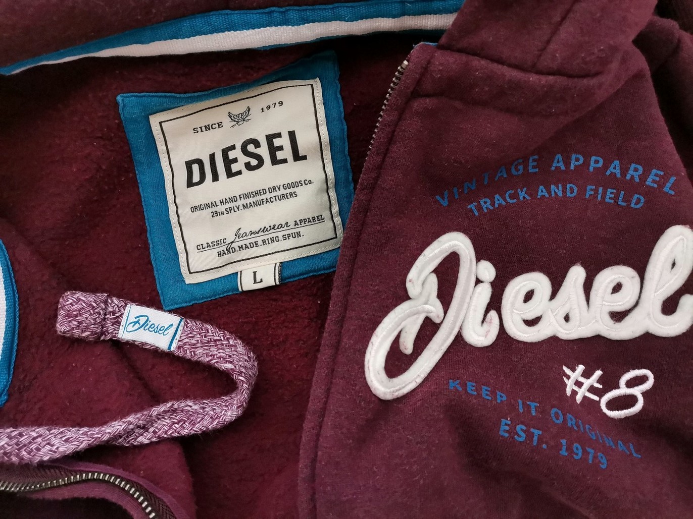 Diesel Stl L Färg Purpur Sweatshirt med Dragkedja Långärmad Material Bomull