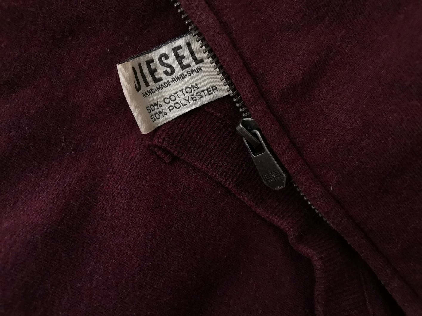 Diesel Stl L Färg Purpur Sweatshirt med Dragkedja Långärmad Material Bomull