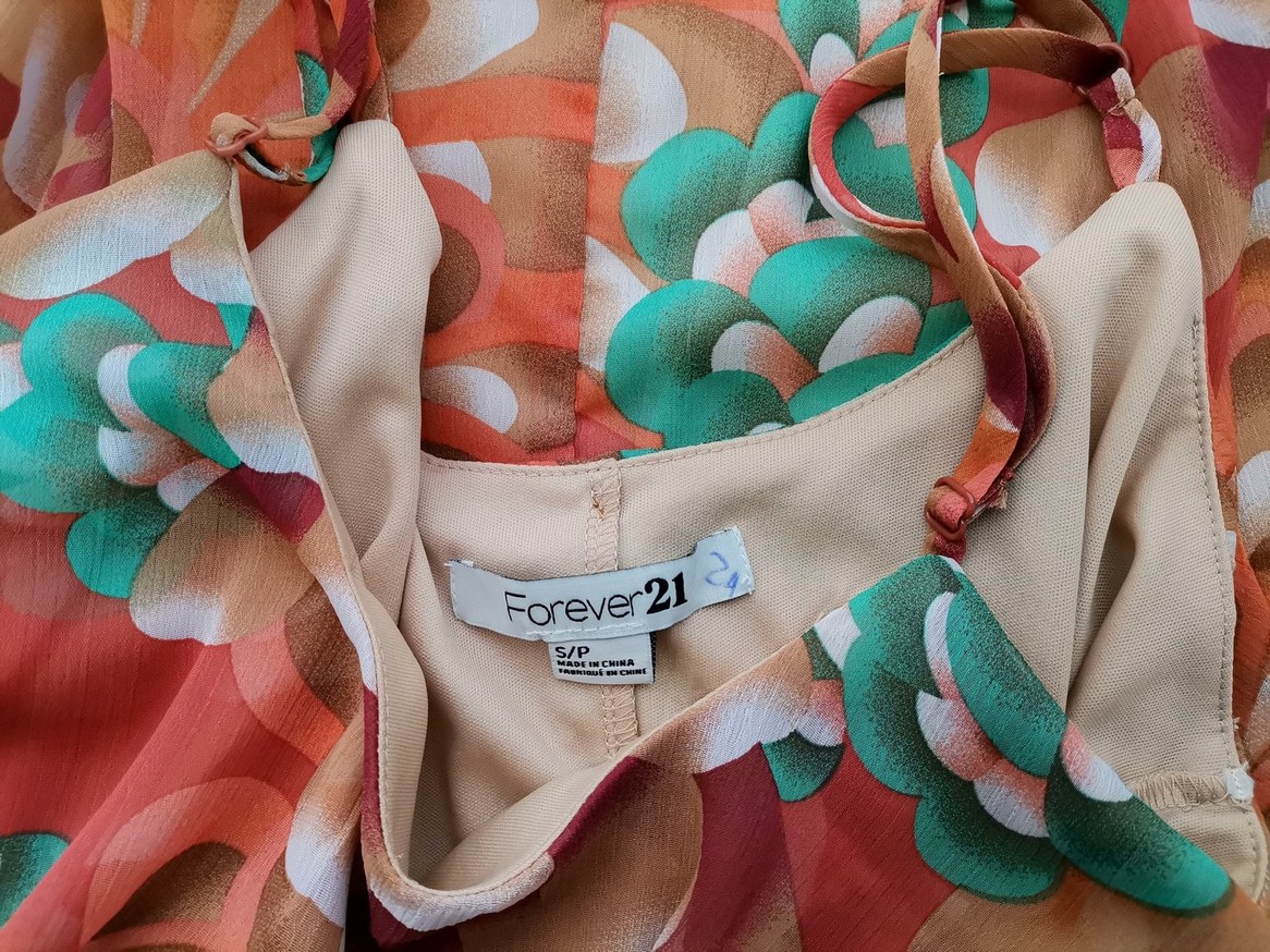 Forever 21 Stl S Färg Orange Rund urringning Tunika blus Ärmlös