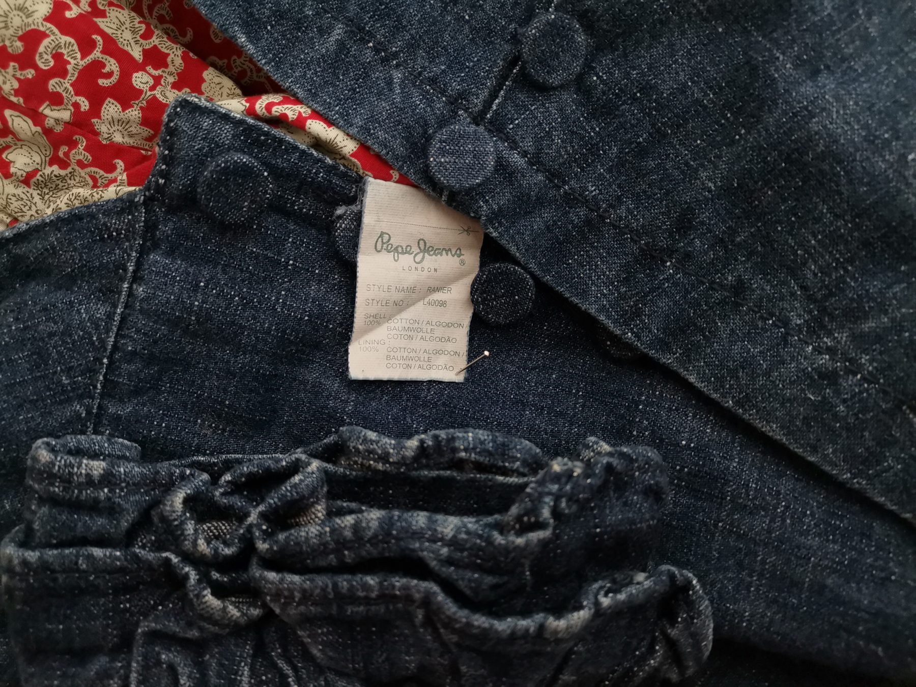 Pepe jeans Stl M Färg Blå Jeansjacka Långärmad Material Bomull 100%