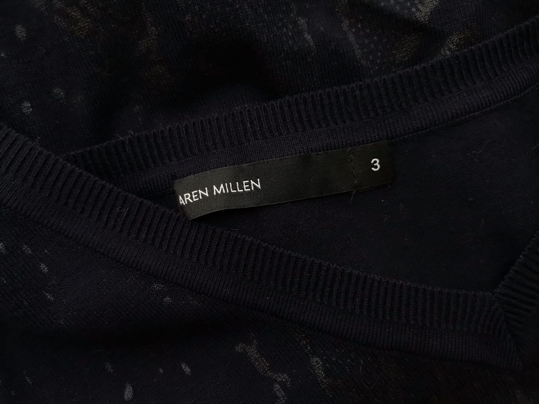 Karen MILLEN Stl 3 (40) Färg Marinblå V-ringning Penn Klänning Kortärmad Midi Material Viskos