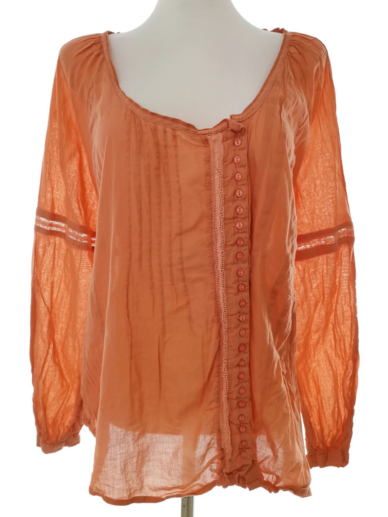 Hunkydory Stl M Färg Orange U-ringning Knäppt Blus Långärmad Material Bomull 100%