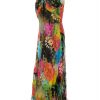 Michel Ambers Stl 14 (42) Färg Färgglad Halter Maxi Klänning Ärmlös Lång Material Siden 100%