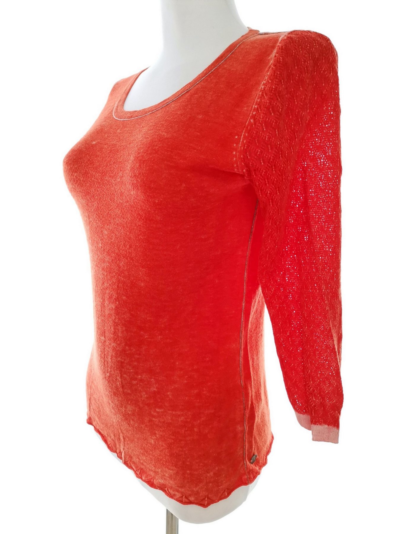 Hugo Boss Stl 34-36 Färg Orange Rund urringning Blus ärm 3/4 Material Viskos