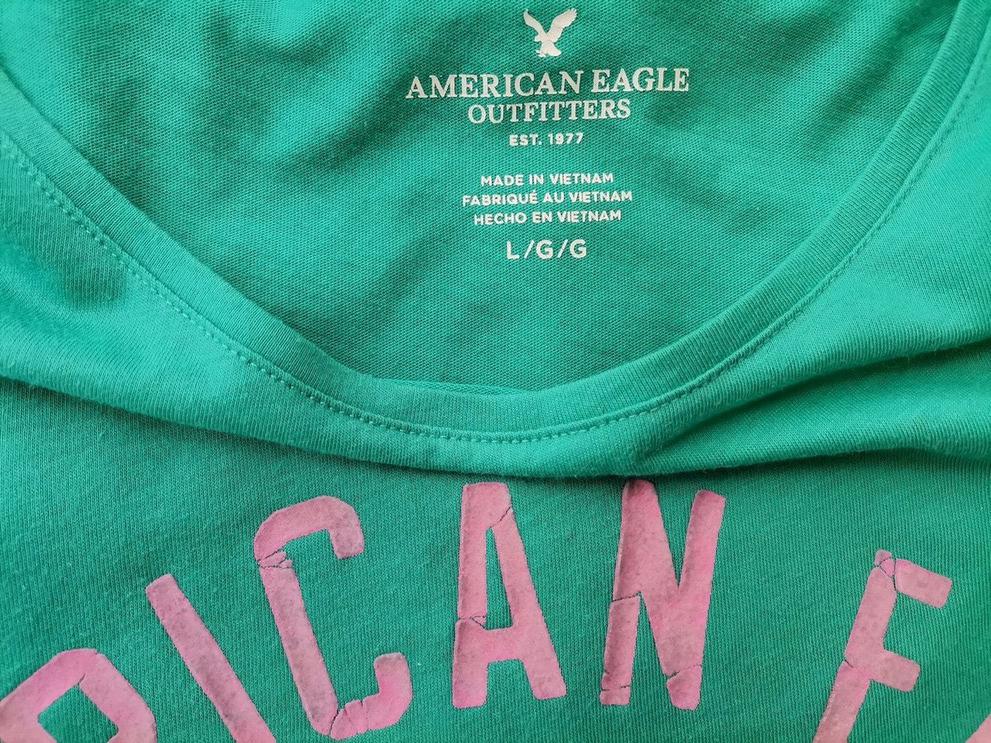 American Eagle Stl L Färg Grön Herr T-shirt Kortärmad Material Bomull