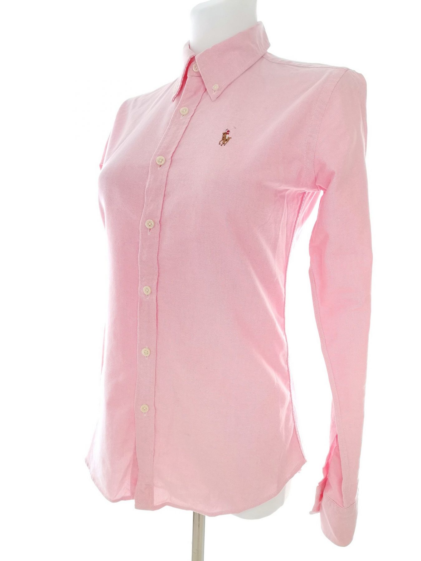 Ralph Lauren Stl 0 (34) Färg Rosa Krage Knäppt Skjort Blus Långärmad Material Bomull 100%