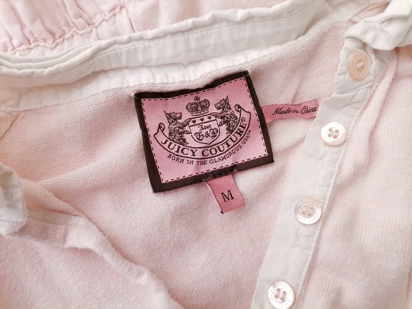 Juicy couture Stl M Färg Pudrig Rosa Krage Pikétröja Kortärmad Material Bomull 100%