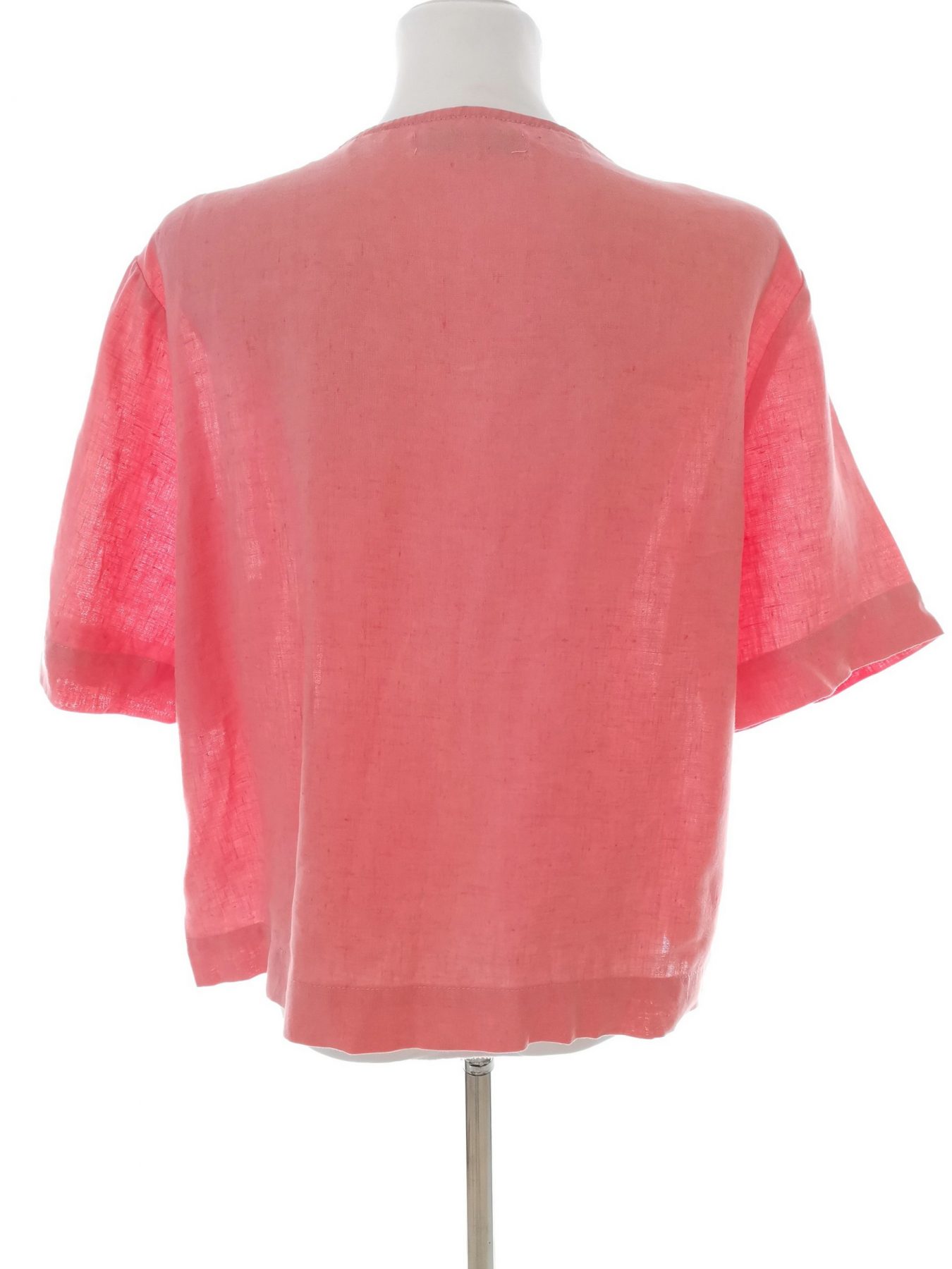 Flash Stl M Färg Rosa Rund urringning Blus Kortärmad Material Lin 100%