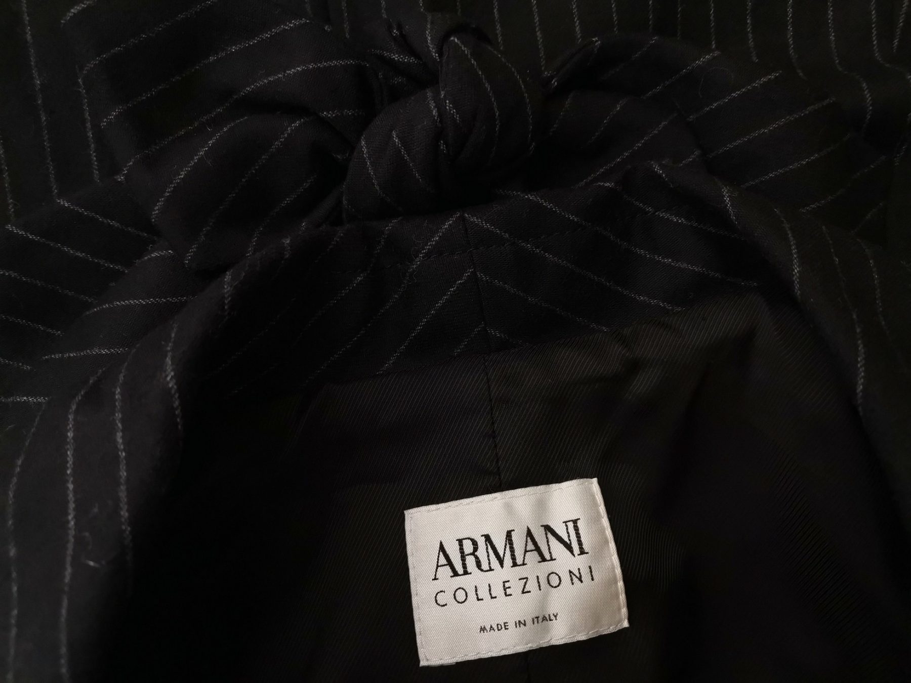 ARMANI Stl 46 Färg Svart Ränder Krage Kavaj med knappar Långärmad Material Lin