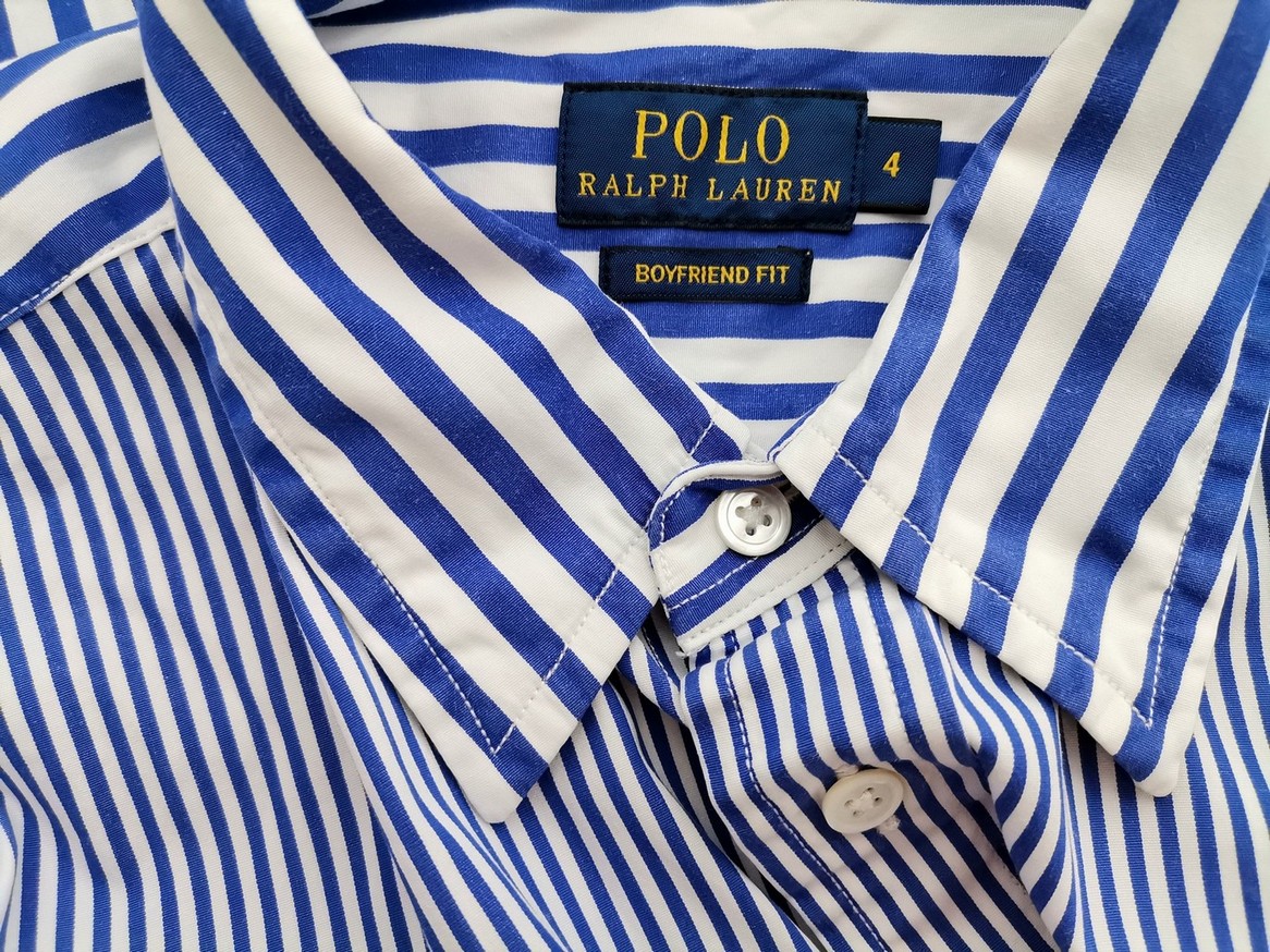 Polo Ralph Lauren Stl 4 (42) Färg Blå Ränder Krage Herr Skjorta, elegant Långärmad Material Bomull 100%