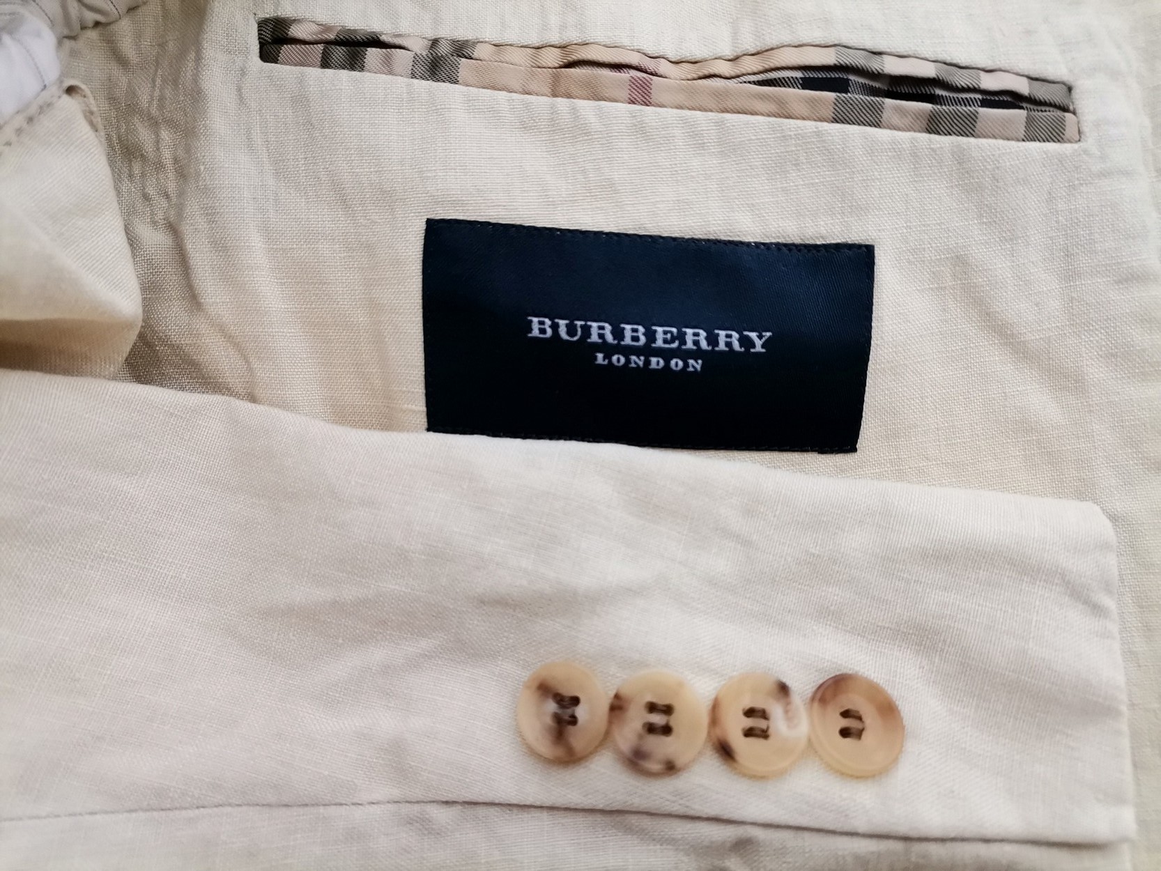 BURBERRY Stl 48 Färg Elfenben Herr Kavaj Långärmad Material Lin 100%