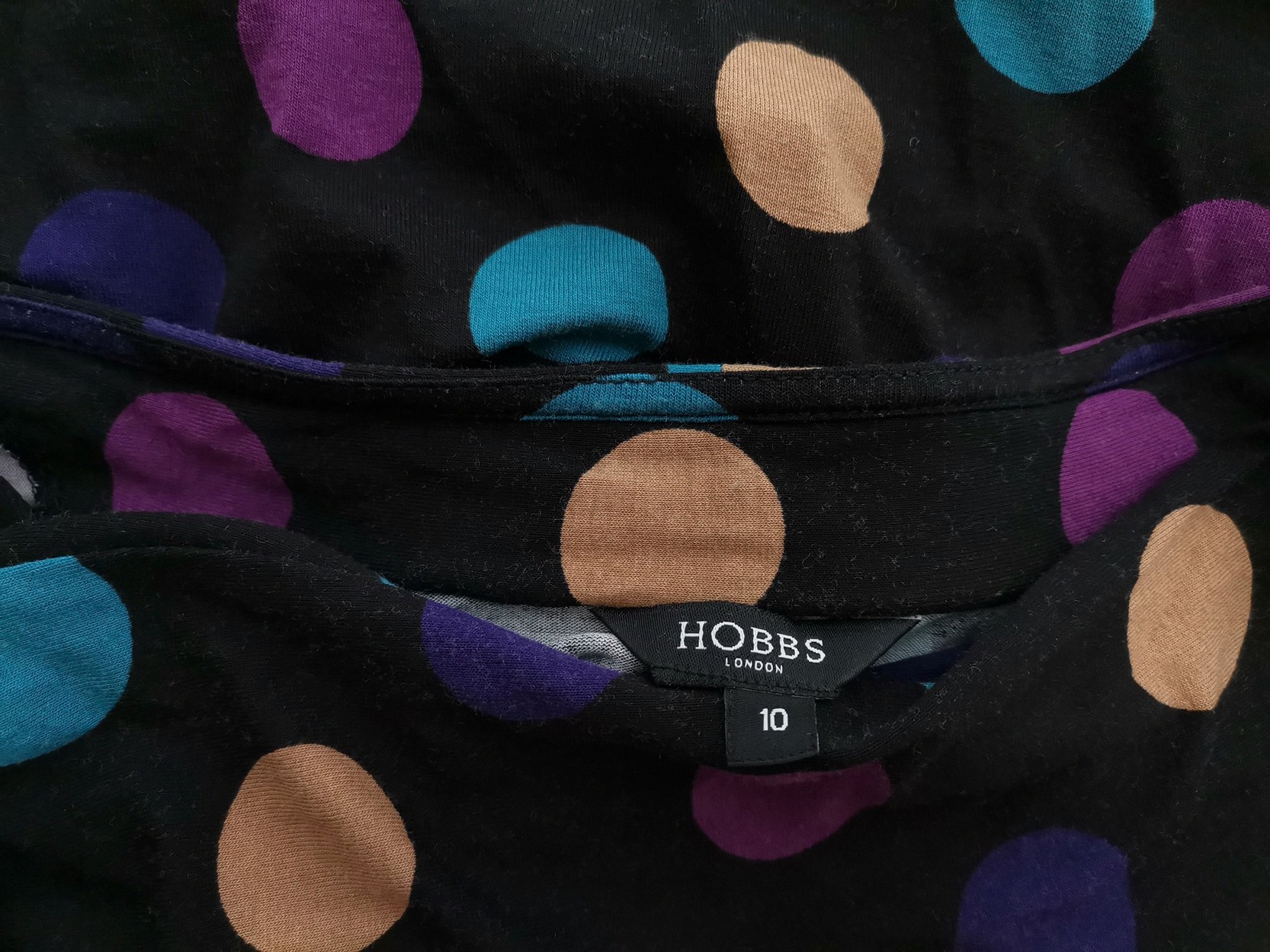 Hobbs London Stl 10 (38) Färg Svart V-ringning Omlott Klänning ärm 3/4 Midi Material Viskos