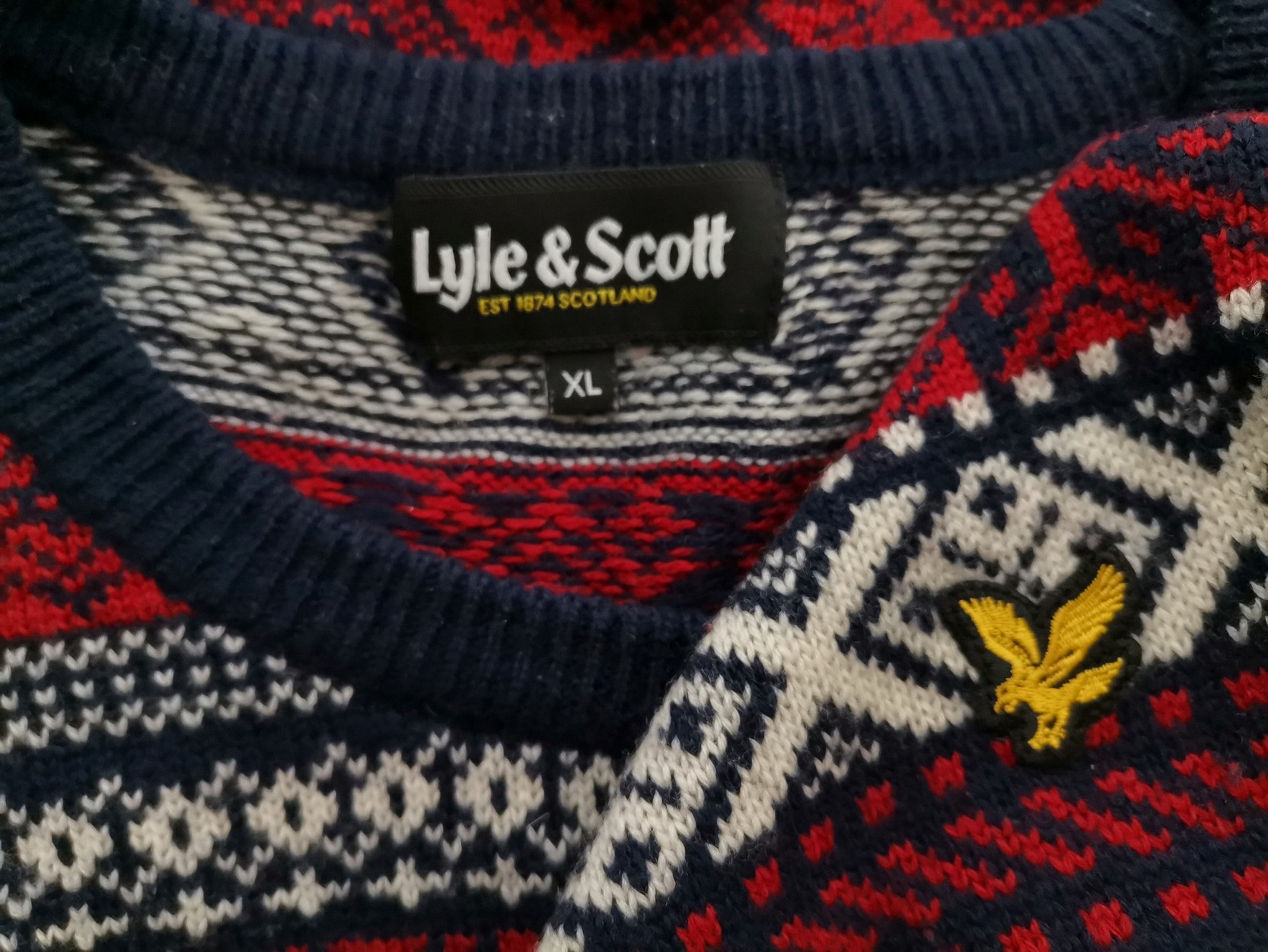 Lyle & Scott Stl XL Färg Marinblå Herr Tröja Långärmad Material Ull 100%