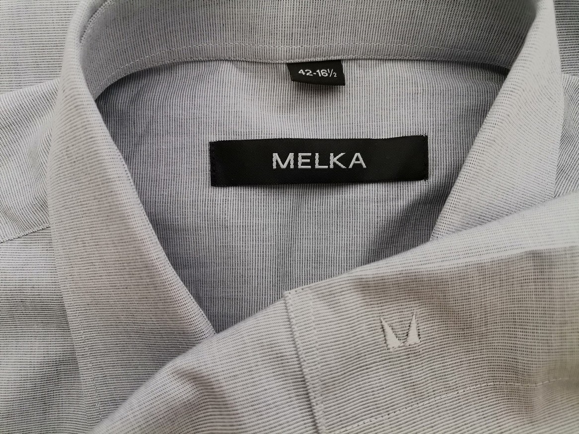 Melka Stl 16,5 (42) Färg Grå Krage Herr Skjorta, elegant Långärmad Material Bomull 100%