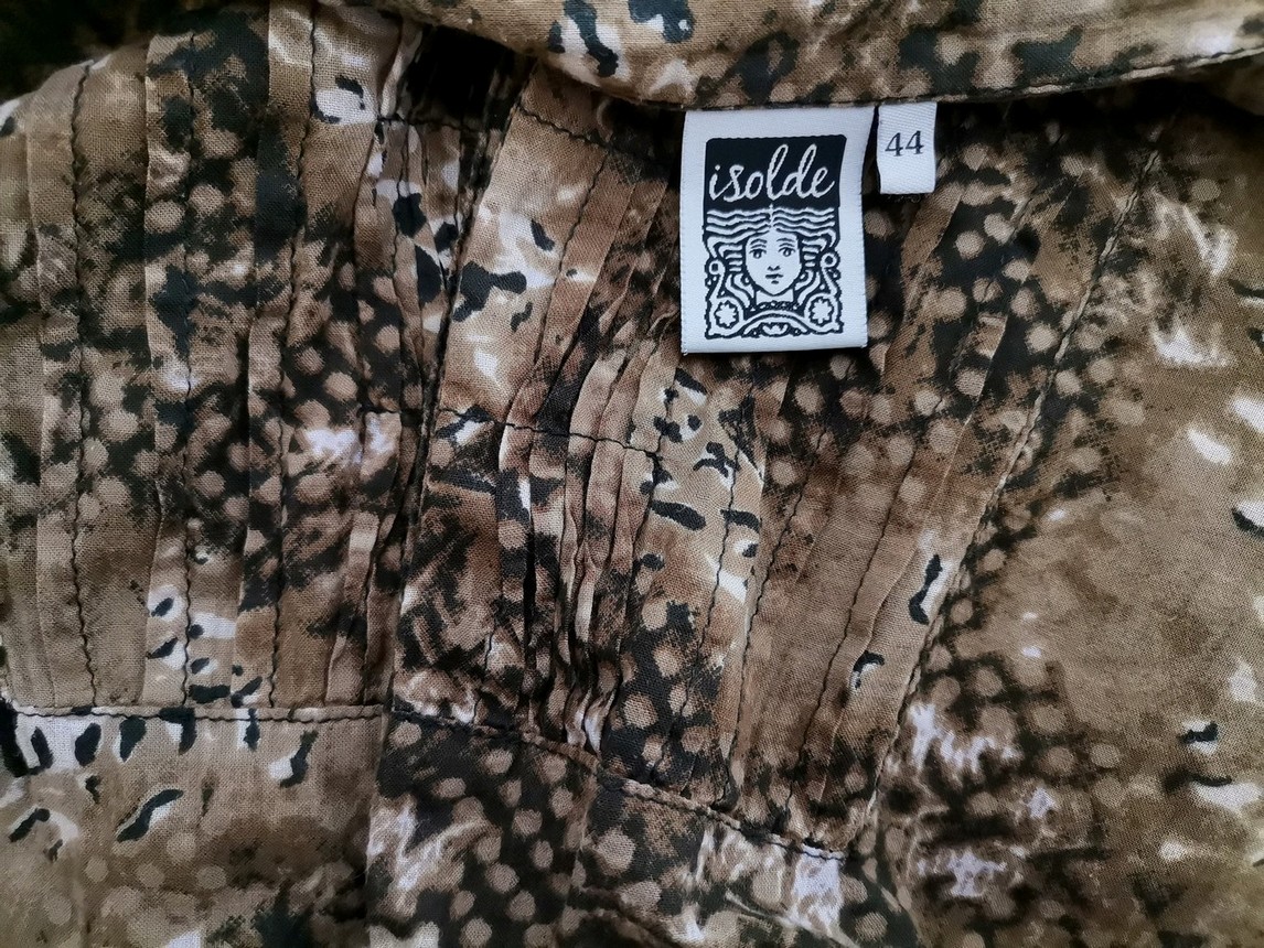 Isolde Stl 44 Färg Khaki Djurtryck Krage Knäppt Tunika Blus ärm 3/4 Material Bomull 100%