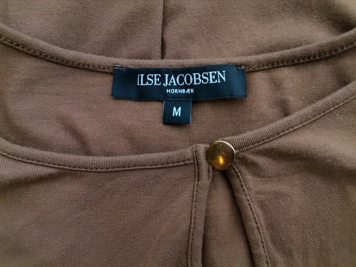 Ilse Jacobsen Stl M Färg Brun Keyhole Crew Neck Blus Långärmad Material Viskos