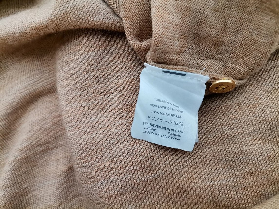 J.Crew Stl L Färg Brun Rund urringning Knäppt kofta Långärmad Material Merinoull Finstickat