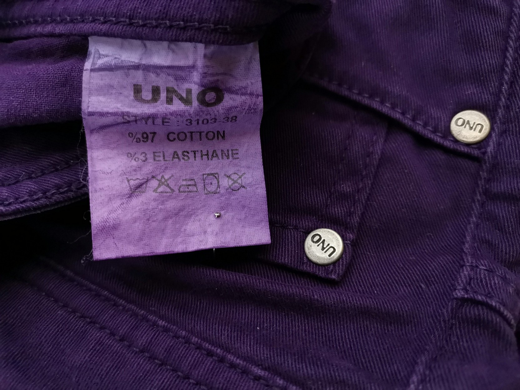 Uno Stl 38 Färg Lila Casual Byxor Material Bomull