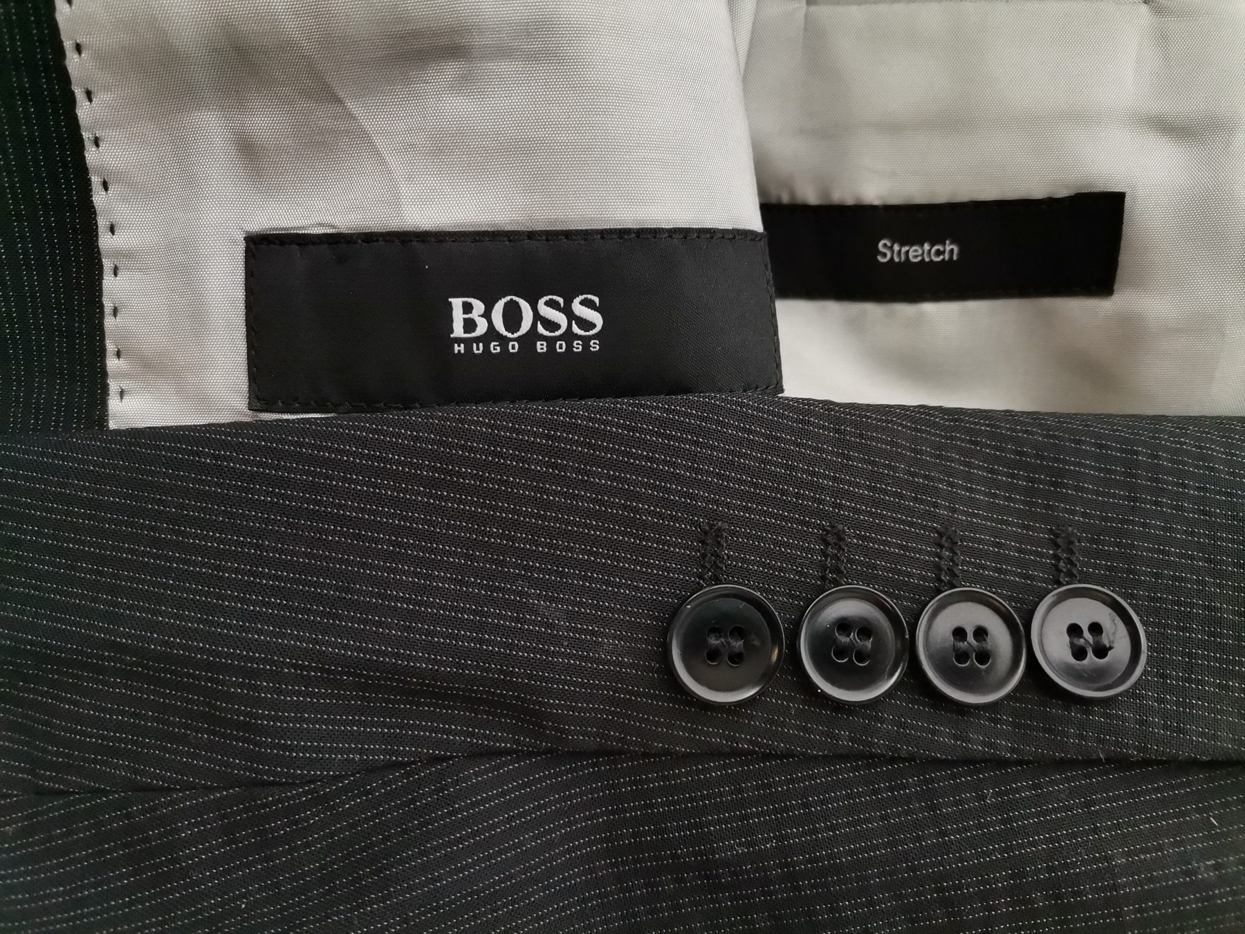 Hugo Boss Stl 54 Färg Grå Ränder Herr Kavaj Långärmad Material Jungfrulig ull