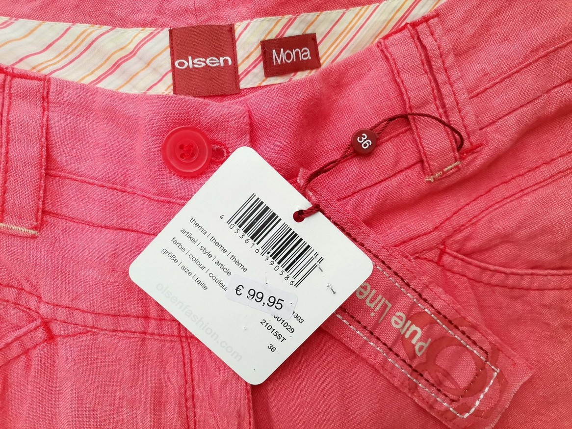 Olsen Stl 36 Färg Rosa Casual Byxor Material Lin 100%