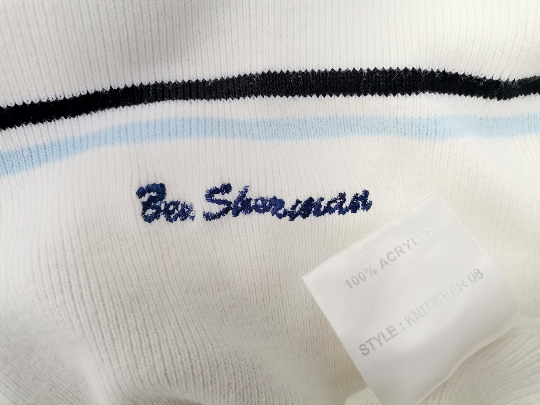 BEN SHERMAN Stl L Färg Elfenben Ränder Herr Tröja Långärmad Material Akryl 100%