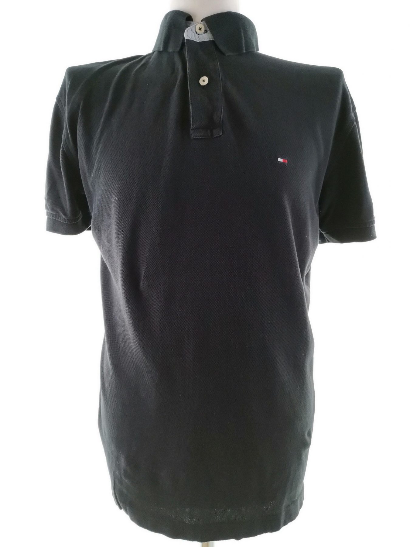 Tommy hilfiger Stl L Färg Svart Krage Herr Polo Kortärmad Material Bomull 100%