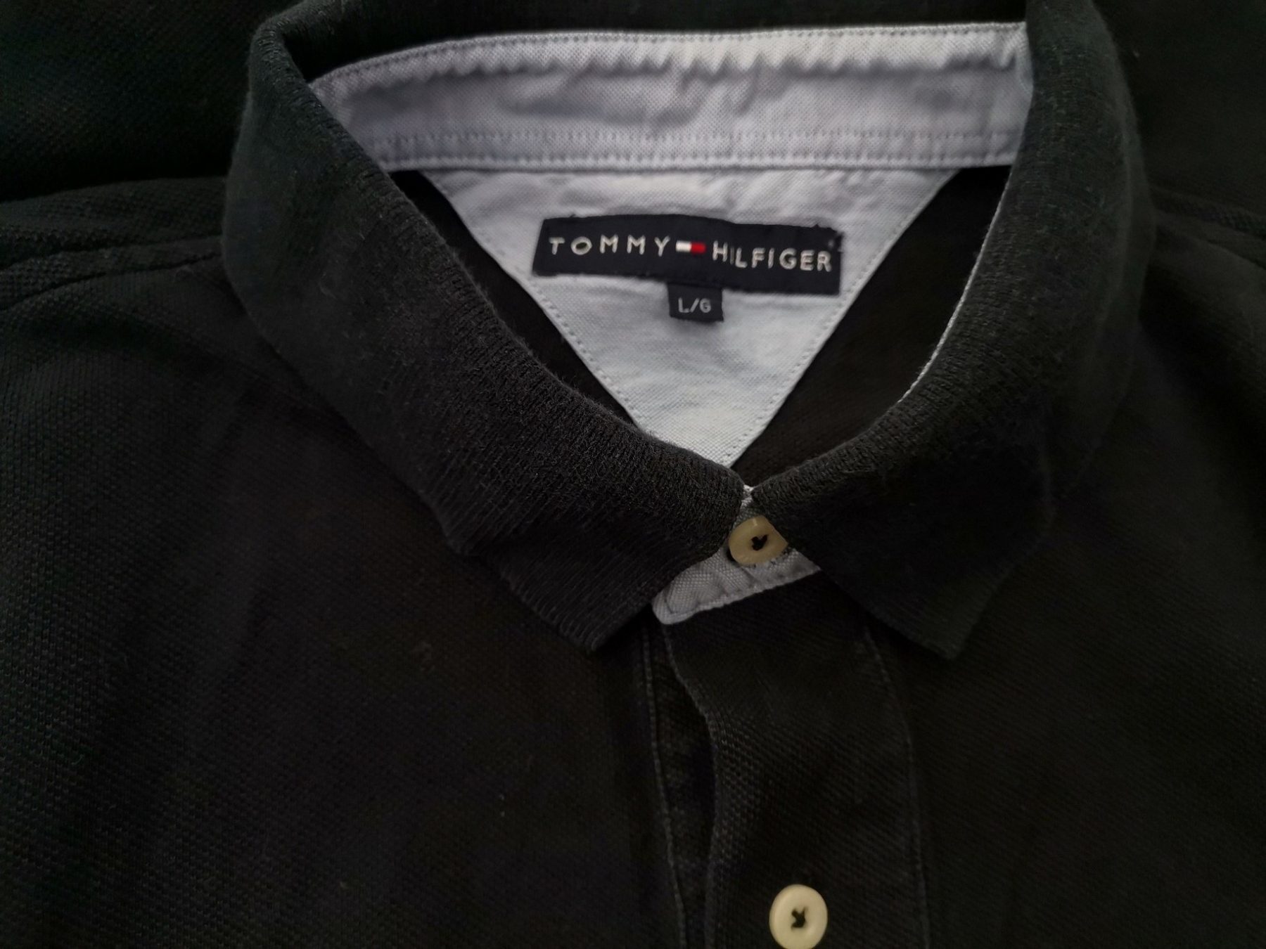 Tommy hilfiger Stl L Färg Svart Krage Herr Polo Kortärmad Material Bomull 100%