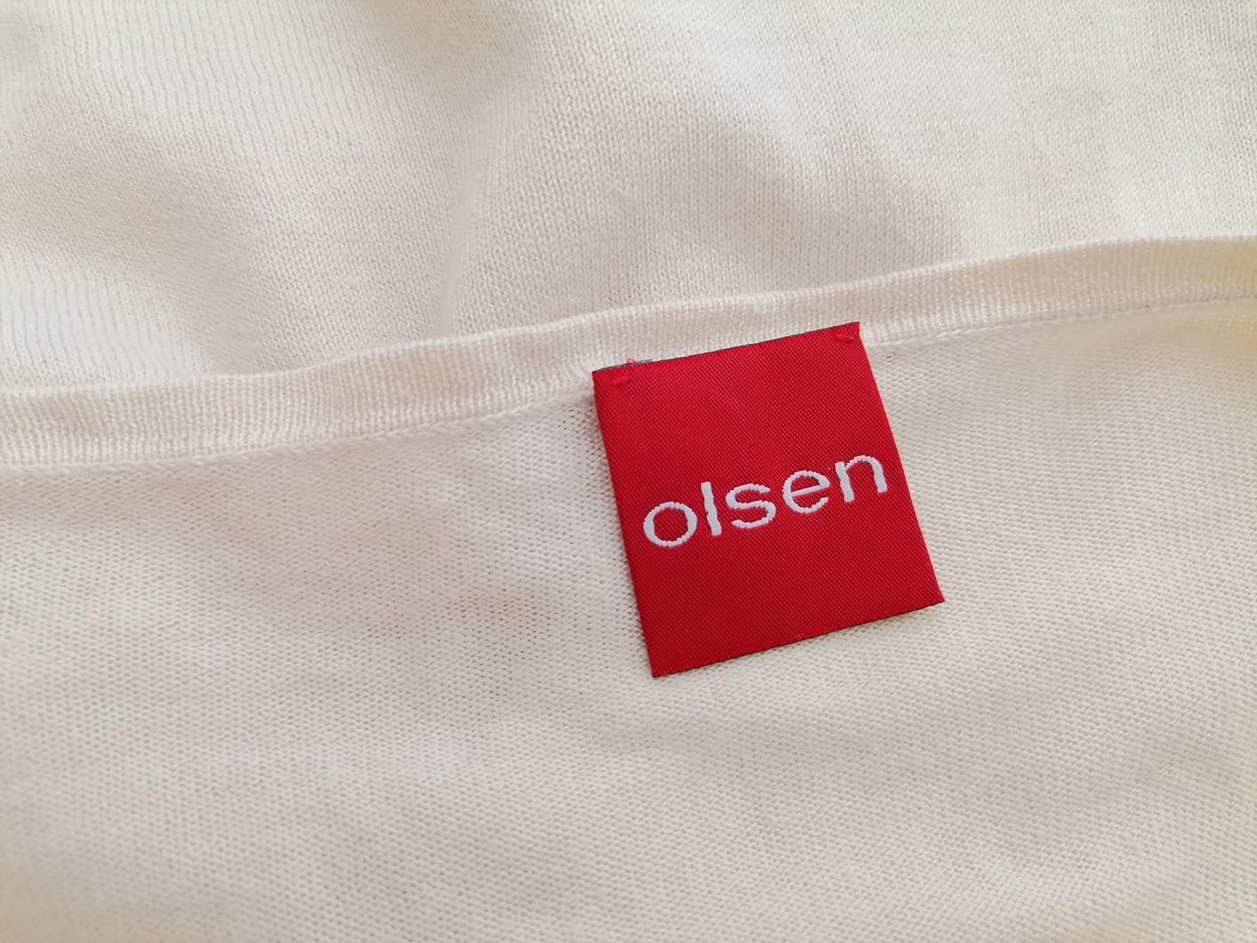 Olsen Stl 38 Färg Beige V-ringning Knuten kofta ärm 3/4 Material Siden Finstickat