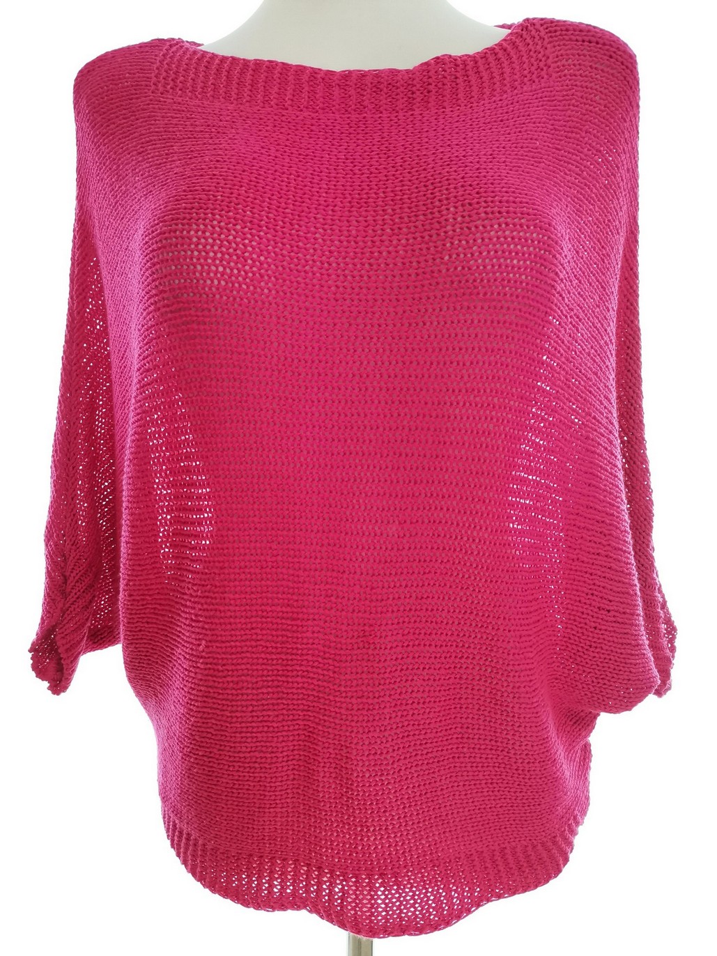 Italy Stl 1 Färg Fuchsia Båtringning Lång tröja-tunika ärm 3/4 Material Akryl 100% Öppet stickat