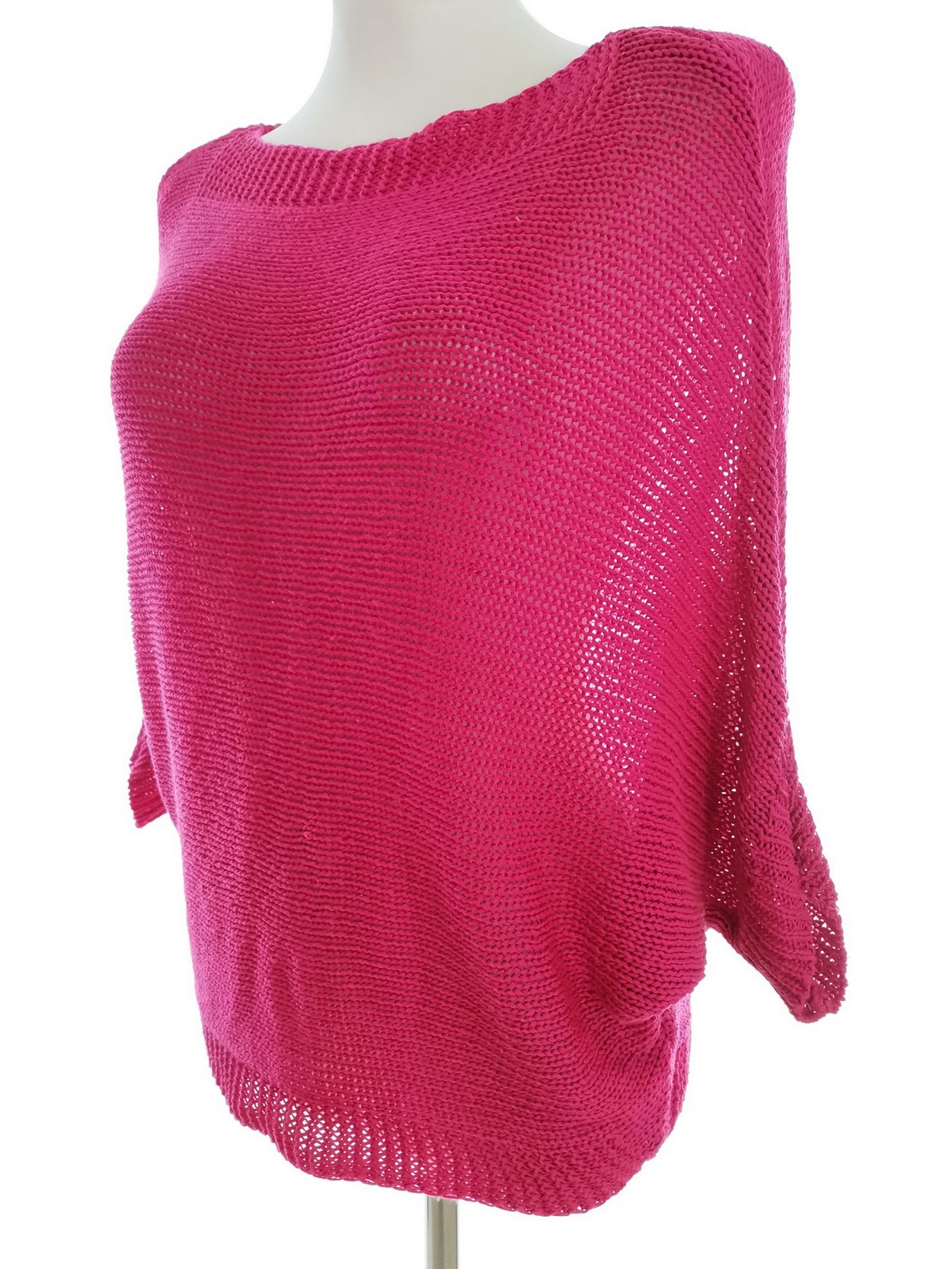 Italy Stl 1 Färg Fuchsia Båtringning Lång tröja-tunika ärm 3/4 Material Akryl 100% Öppet stickat