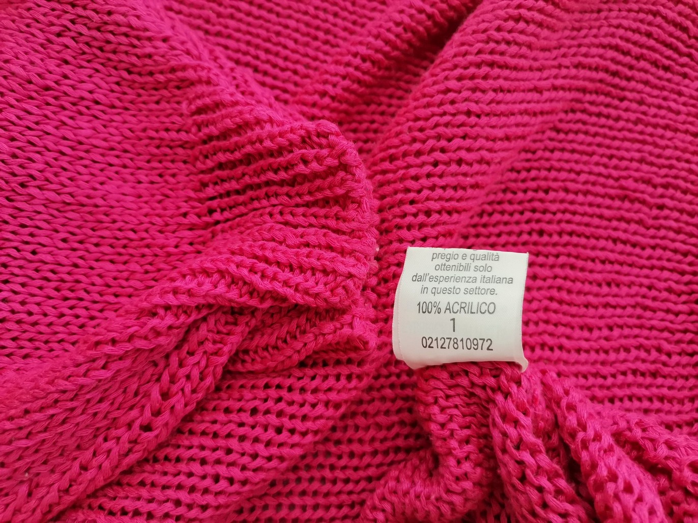 Italy Stl 1 Färg Fuchsia Båtringning Lång tröja-tunika ärm 3/4 Material Akryl 100% Öppet stickat