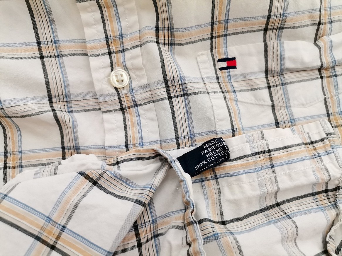 Tommy hilfiger Stl L Färg Grå Rutigt Krage Herr skjorta, casual Långärmad Material Bomull 100%