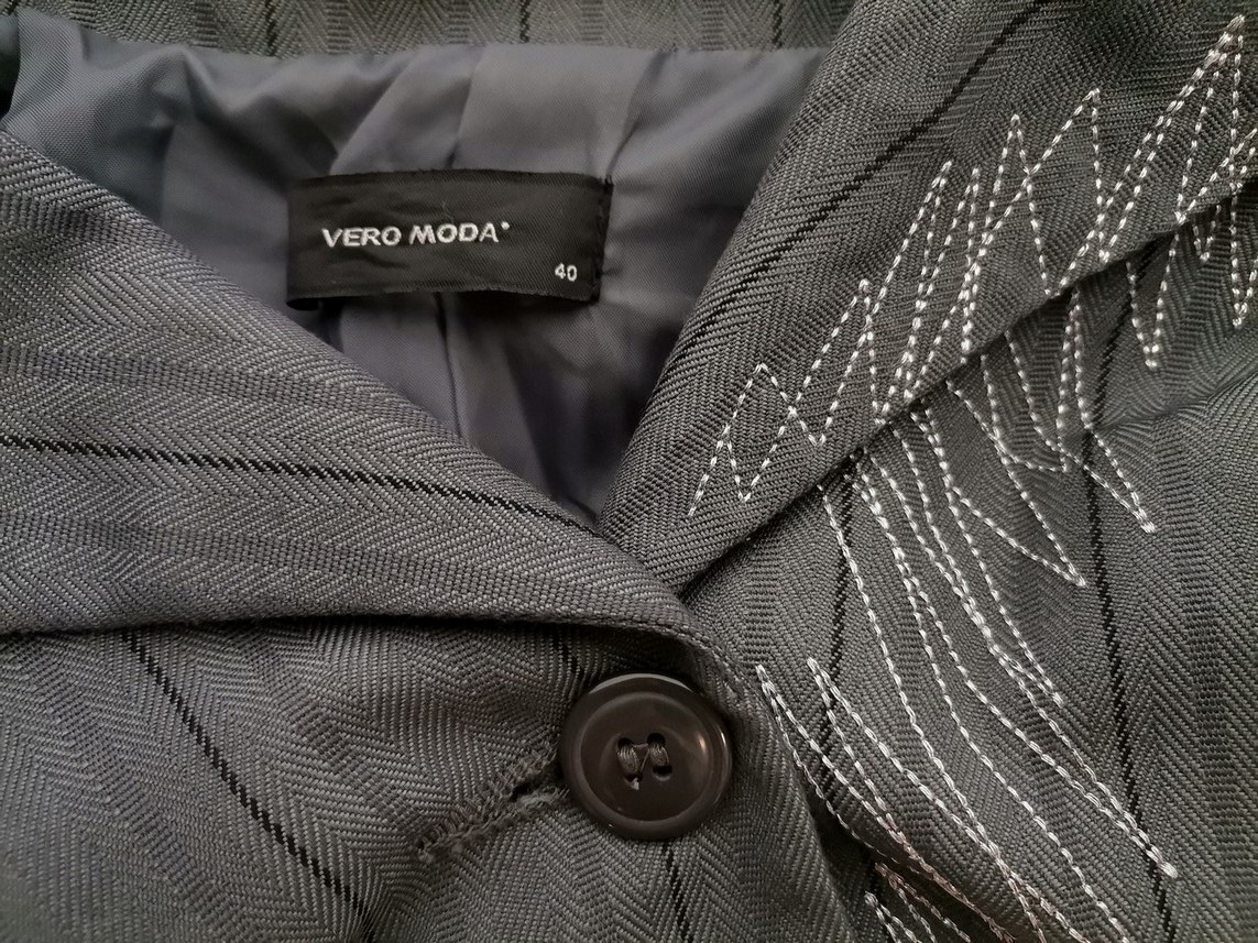 Vero moda Stl 40 Färg Grå Ränder Krage Kavaj med knappar Långärmad