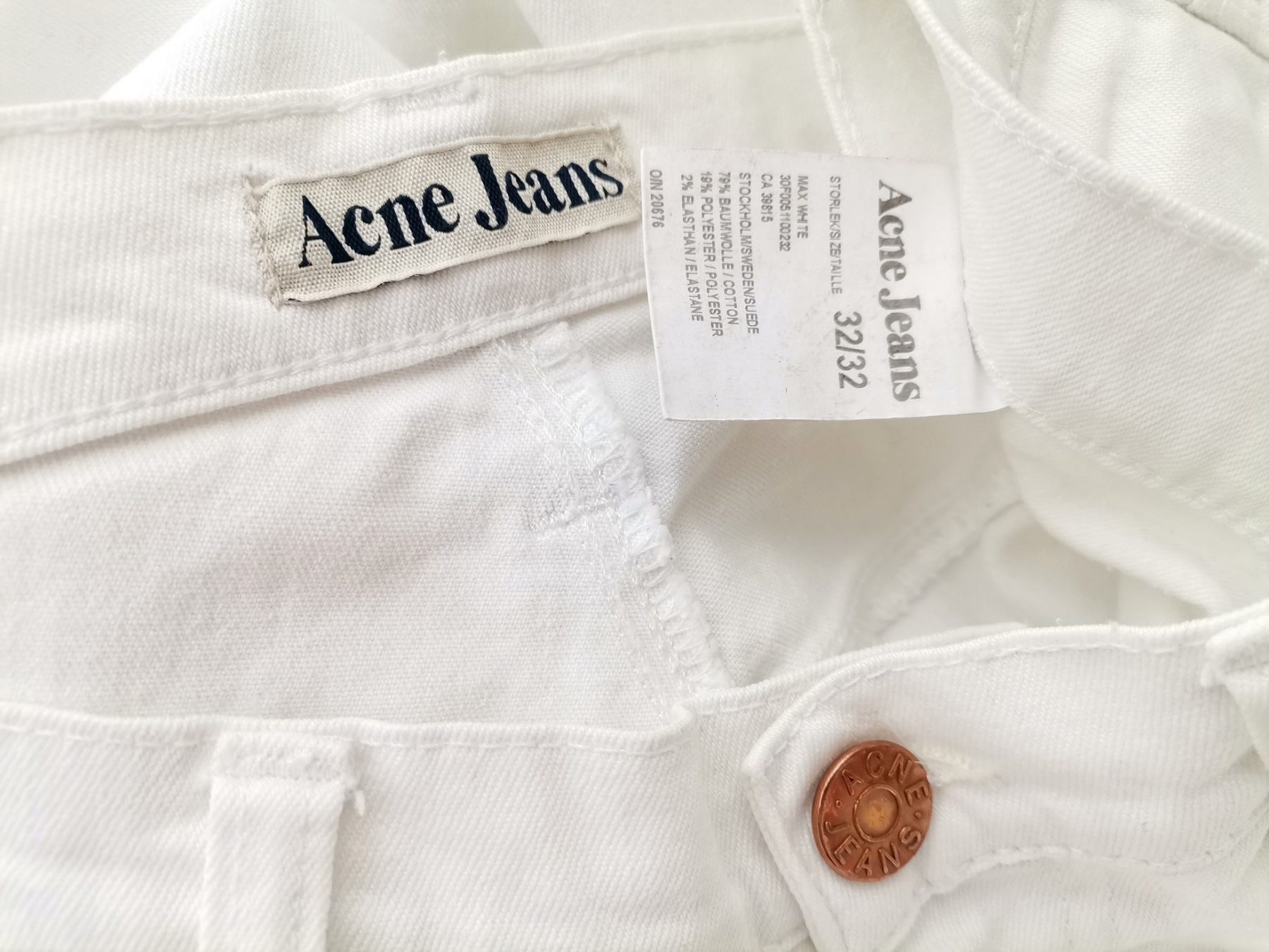 ACNE JEANS Stl W32 L32 Färg Vit Jeans Material Bomull