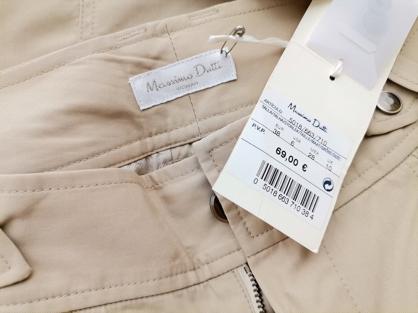 Massimo dutti Stl 38 Färg Beige Material Bomull