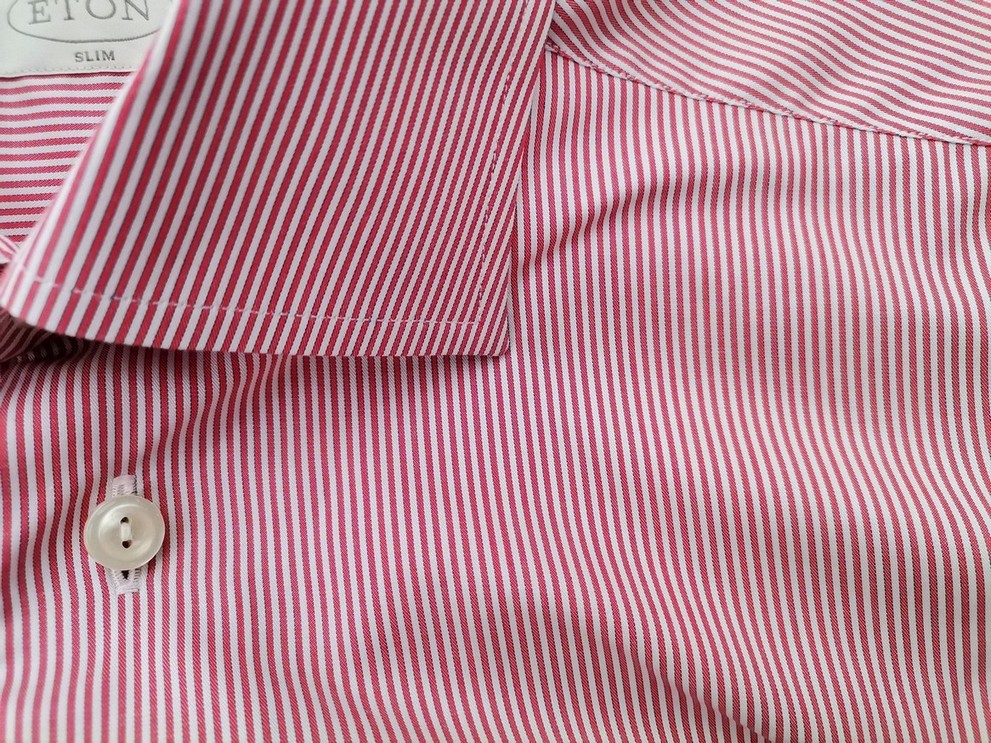 Eton Stl 15,5 (40) Färg Rosa Ränder Krage Herr Skjorta, elegant Långärmad Material Bomull 100%