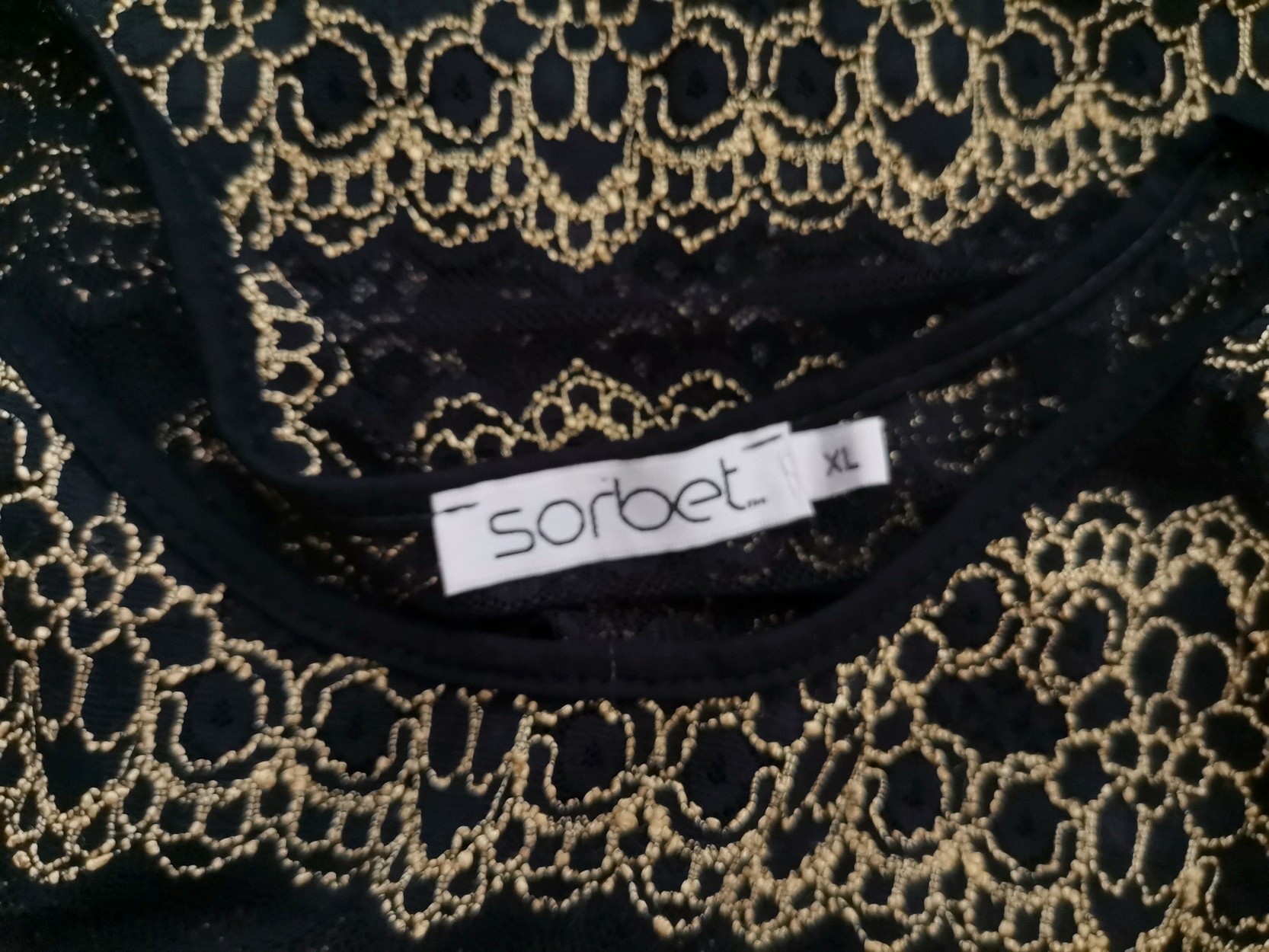 Sorbet Stl XL Färg Svart Rund urringning Tunika blus ärm 3/4