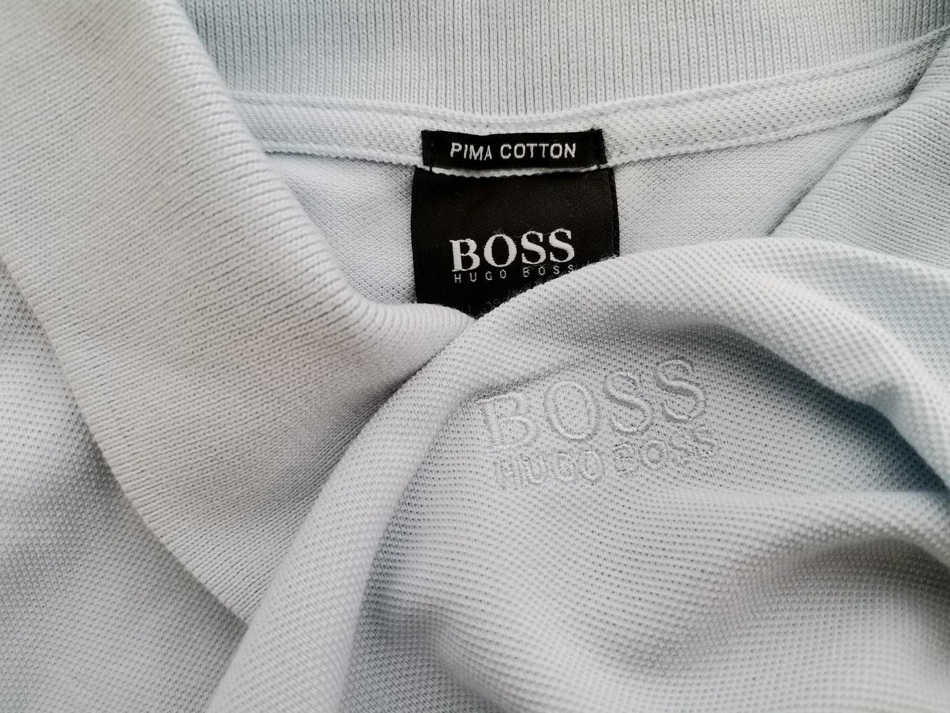 Hugo Boss Stl S Färg Blå Krage Herr Polo Kortärmad Material Bomull 100%