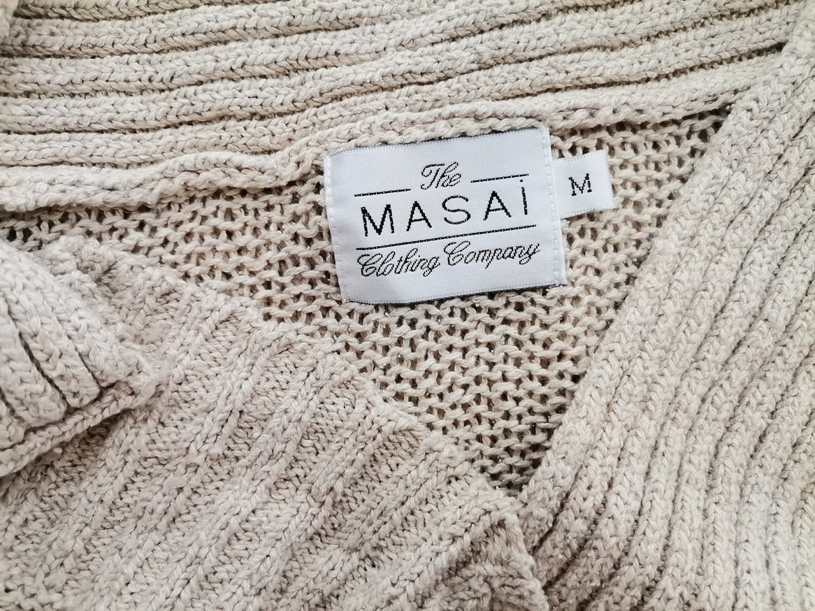 The Masai Stl M Färg Beige V-ringning Lång tröja-tunika Kortärmad Material Siden Grovstickat