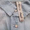 Denim Co. Stl 12 (40) Färg Blå Krage Knäppt Skjort Blus Långärmad Material Bomull 100%