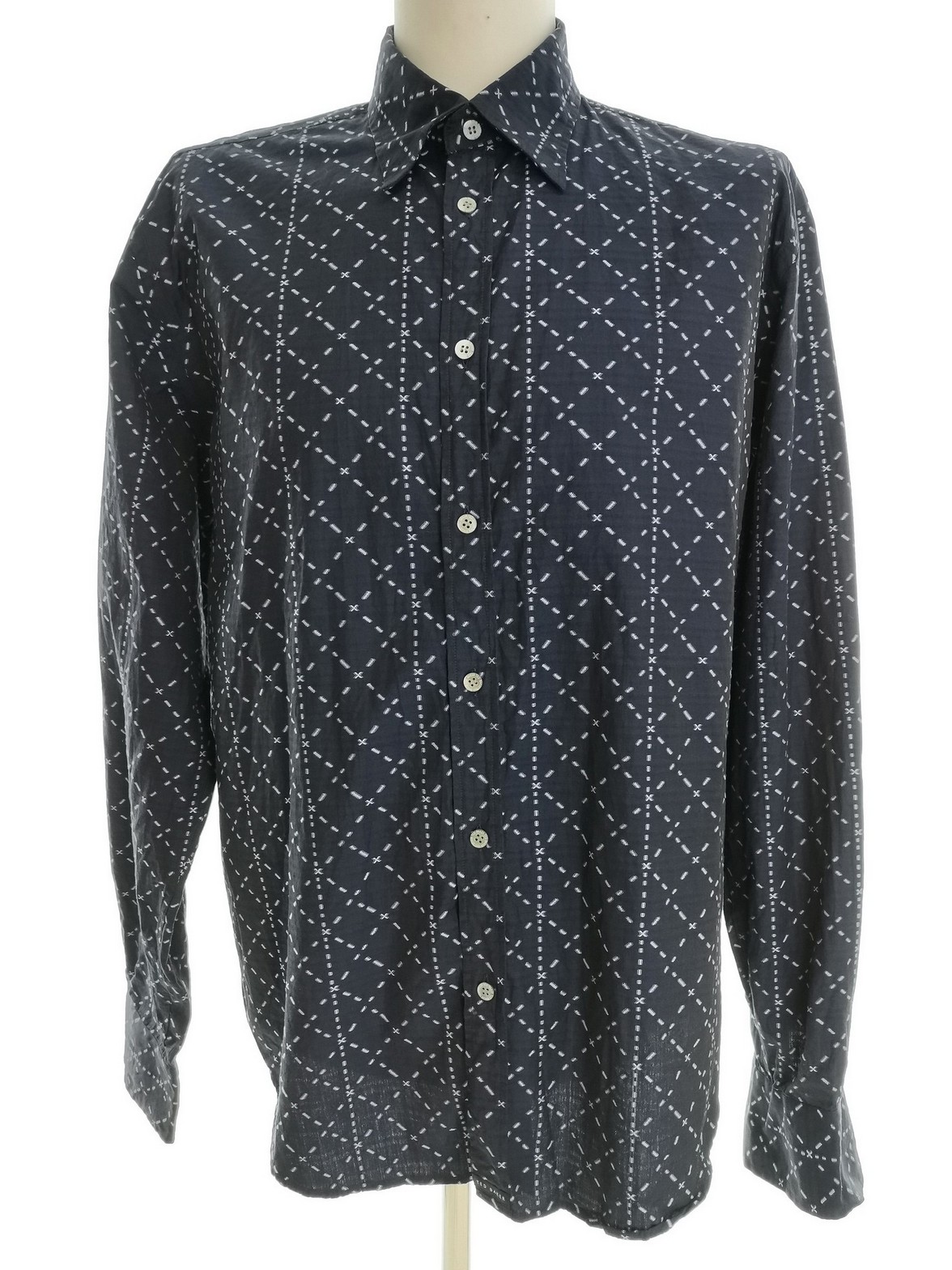 Ted Baker Stl 5 (XXl) Färg Marinblå Krage Herr skjorta, casual Långärmad Material Bomull 100%