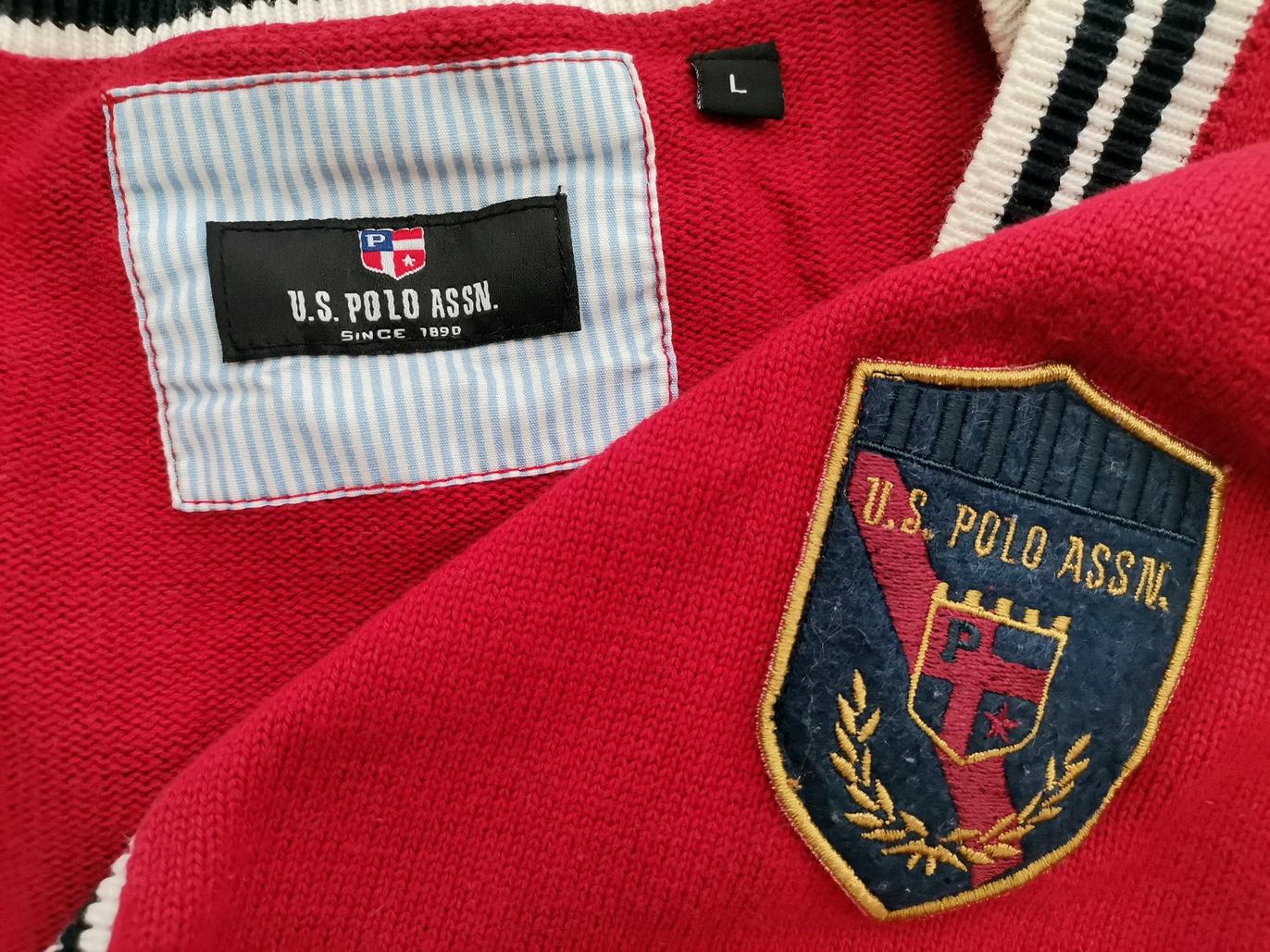 U.S. Polo ASSN Stl L Färg Röd Herr Kardigan Långärmad Material Bomull 100%