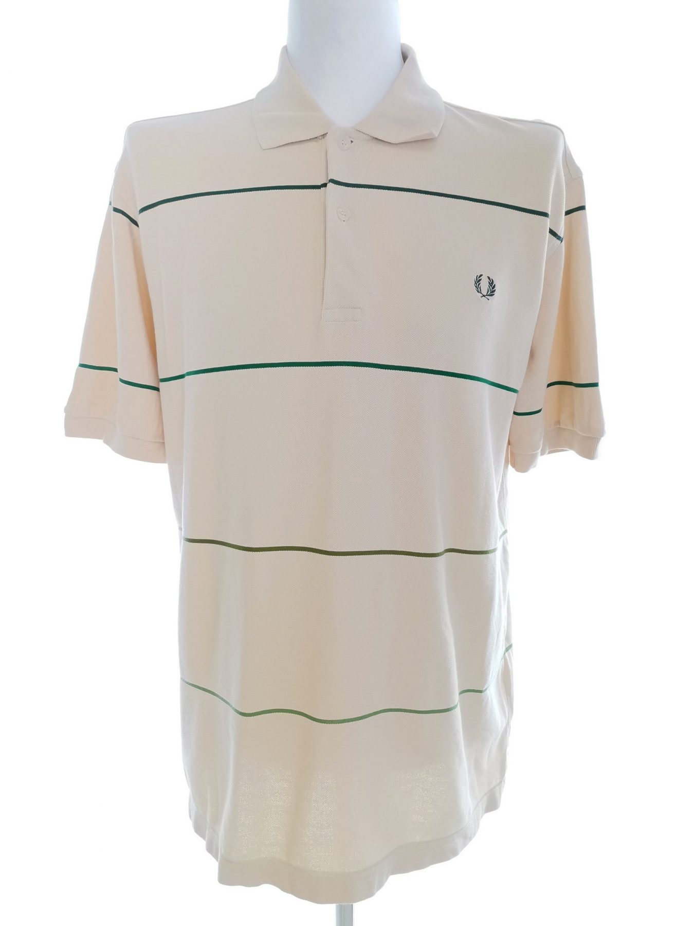 Fred Perry Stl L Färg Beige Ränder Krage Herr Polo Kortärmad Material Bomull 100%