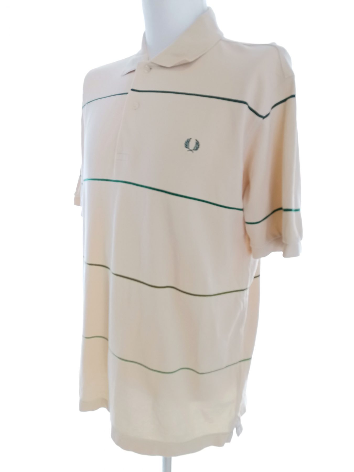 Fred Perry Stl L Färg Beige Ränder Krage Herr Polo Kortärmad Material Bomull 100%